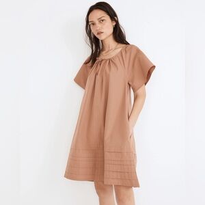 NWT MADEWELL Sz Small Poplin Flutter-Sleeve Pintuck Mini Dress